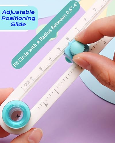 Oythiem Circle Cutter Tool for Paper Crafts - Rotary Cutter Round Cutting Knife with 3 Replaceable Blades for Scrapbooking, Card Making, Art And Diy Crafts, Fits Circles with A Radius Between 0.6"-4" - size: 1 Cutter tool & 3 Cutter head (0.6"-4")