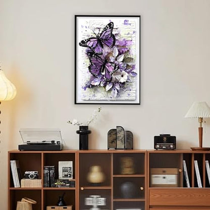 DOTZSO Butterfly Diamond Painting Art Kits for Adults Beginners 12x16 Inch | 5D Full Drill Resin, Landscape Pattern, Fits All Ages, Leisure Craft, Stress Relief, Wall/Shelf Display, All-Occasion Gift - color: AC Butterfly