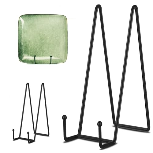 Decolore 3 Pack 14 Inch Black Plate Stand for Display Large Display Easel Table Top Easel for Picture, Decorative Plate, Book, Posters and Plaque