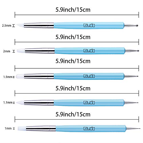 Caydo 9 Pieces Stylus Tools, Clay Sculpting Tools for Ceramic Engraving | 5 Pieces 2 Way Total 10 Different DIY Silicone and Ceramic Clay Indentation Tool and 4 Pieces Double-ended Metal Ball Tools