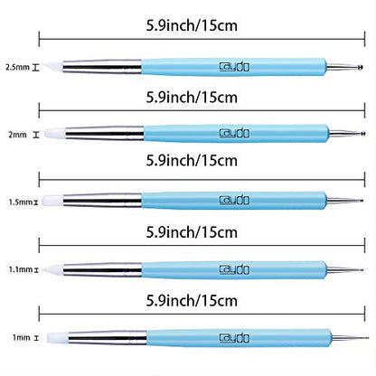 Caydo 9 Pieces Stylus Tools, Clay Sculpting Tools for Ceramic Engraving | 5 Pieces 2 Way Total 10 Different DIY Silicone and Ceramic Clay Indentation Tool and 4 Pieces Double-ended Metal Ball Tools
