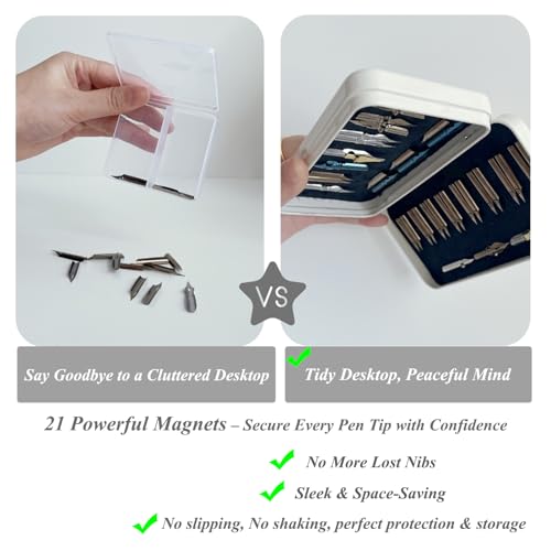 Portable Nibs Storage Box with Magnets, Magnetic Pen Nibs Holder Calligraphy Nib Organizer Box for Carry Pocket, Art & Calligraphy Organizer, Perfect Gifts