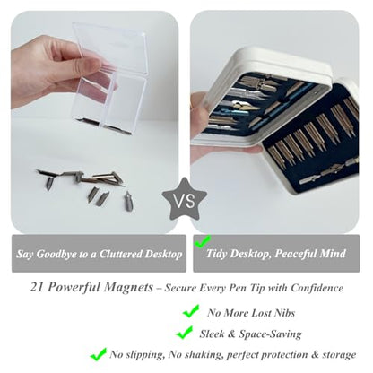 Portable Nibs Storage Box with Magnets, Magnetic Pen Nibs Holder Calligraphy Nib Organizer Box for Carry Pocket, Art & Calligraphy Organizer, Perfect Gifts
