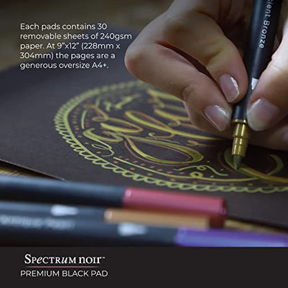 Spectrum Noir - Premium Black Paper Pad Drawing Pad (9 x 12 Inches) - 30 Pages - style: Black Paper Pad