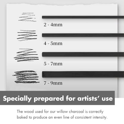 25PCS/Tube Willow Charcoal Sticks - Natural Willow Charcoal for Artists, Beginners, or Students of All Skill Levels - Perfect for Drawing and Sketching, Approx. 2-4mm Dia - style: 2-4mm