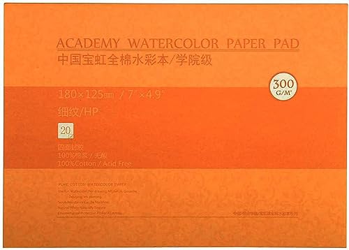 MEEDEN Watercolour Paper Block, 300gsm Smooth Surface Cotton Watercolour Paper Pad, Hot Pressed, 20 Sheets for Painting & Drawing, Wet, Mixed Media, 18×12.5 cm - color: Hot Press, size: 5×7"