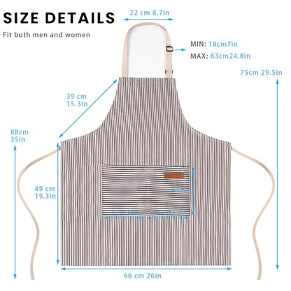 BeLuyi Adjustable Bib Apron with 2 Pockets Chef Cooking Kitchen Restaurant Aprons for Women Men - color: Brown Stripes