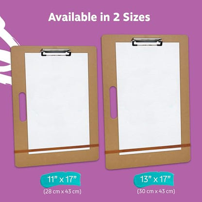 Artlicious Drawing Board - 13 x 17 Sketch Boards with Handle for Drafting Art - Portable Wooden Clipboard for Class or Studio Fit in Artists Tote (Pack of 3) - size: 13x17 (Pack of 3)
