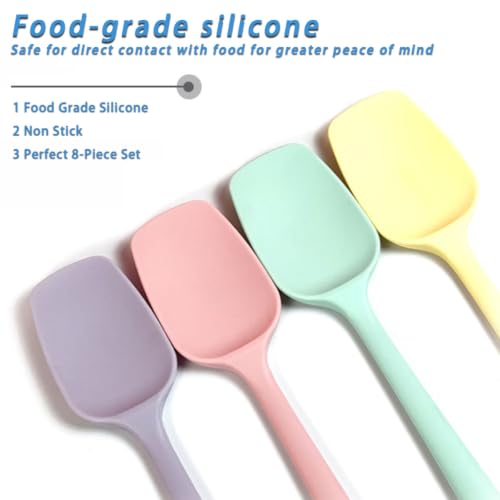 8 PCS,8.2Inch Silicone Spatulas Rubber Spatula Small Spatula Baking Mini Spatula Mixing Tool for Nonstick Cookware (8Pcs 4 Colors) - color: 8Pcs 4 Colors