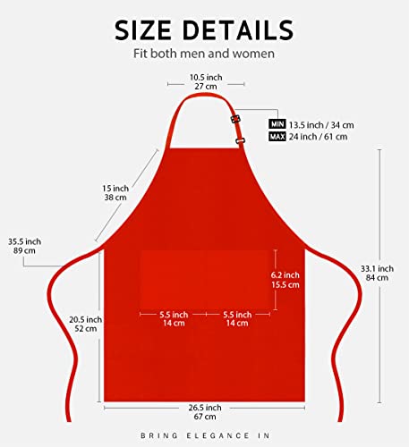 Syntus Apron for Men Women, Adjustable Cooking Kitchen Apron with 2 Pockets | Machine Washable, Firm Stitching, Stain Resistance, Long Tie Straps, 2 Pockets, Versatility, Unisex Use, Gift, BBQ - color: Basic Red, style: 2 Polyester