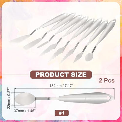 MECCANIXITY 2pcs HM#1 Palette Knives 22mm Width Stainless Steel Spatula Painting Pallet Knife with Stainless Steel Handle for Oil Painting Acrylic Canvas Mixing Spreading - style: HM#1 + 22mm