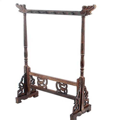 NWFashion Wood Carving Calligraphy Sumi Brush Hanger Calligraphy Rosewood Stand Shelf 12pins Chinese Brush Holder … (brush holder) - color: brush holder