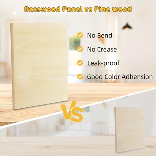 4 Pack 8x10 Basswood Paint Pouring Panels for Acrylic Oil Resin Art | ready to use, basswood wood painting boards, warp-Resistant, for crafters and beginners - size: 8 * 10-4pk