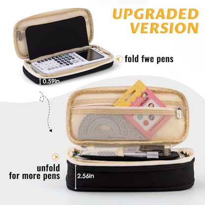 EASTHILL Big Capacity Pencil Pen Case Office College School Large Storage High Capacity Bag Pouch Holder Box Organizer Black White - color: Black White