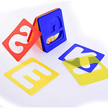 TecUnite 26 Pcs Alphabet Stencils Set, Plastic Letter Templates for Crafts | 5 x 5 Inches, Complete A-Z Letter Stencils for Painting, Reusable Letter Guides, Classroom Learning, Scrapbooking, DIY Decor - size: 5 x 5 Inches