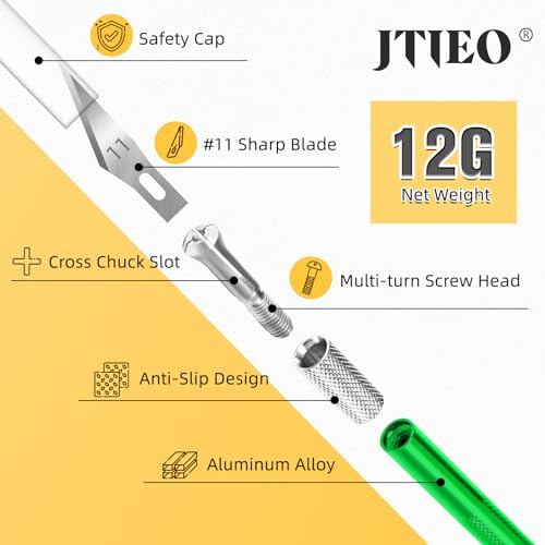 JTIEO Exacto Knife,Hobby Knife,74 Pack with 4 Upgrade Sharp Hobby Knives and 70 Spare Exacto Knife Blades for Art, Scrapbooking (Green) - color: Green