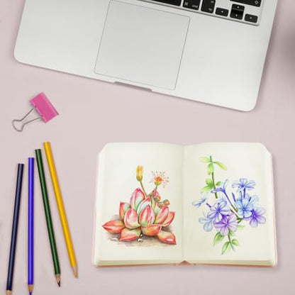 Mifuner Small Rectangle 3.5x5.5 200 Sheets 105gsm Mini Notebooks Blank Pages Sketchbooks Pocket Paint Writing Diary Memo PU Leather Cover Pink - color: 105gsm-PU Cover-Pink