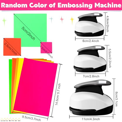 CHENGU 3 Pack Square Hole Punch 2"/1"/0.6", Black | Paper Craft Cutters for Card Making, Shape Punches for Scrapbooking, Includes 10 Sheets Stickers, Photo Album DIY Projects - color: Black, style: Square