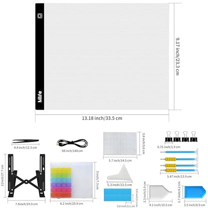 Mlife A4 Light Board Kits for Diamond Painting, Diamond Art Kits for Adults with Diamond Art Painting Accessories, USB Powered Adjustable Brightness Light Box with Diamond Art Tools for Adult - style: A4 Kits
