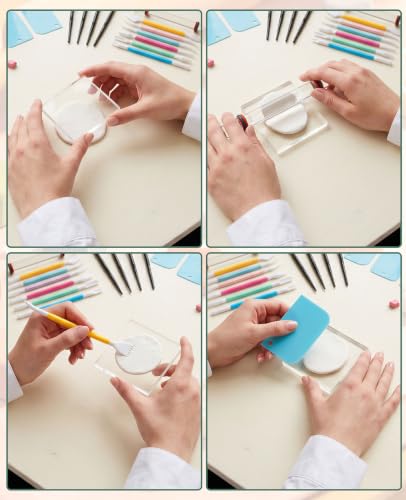 17-Piece Polymer Clay Tools Kit, Acrylic Roller Pin & Clear Square Press Board, Double-Ended Pottery Sculpting Modeling Tools with Scrapers for Beginners DIY Craft