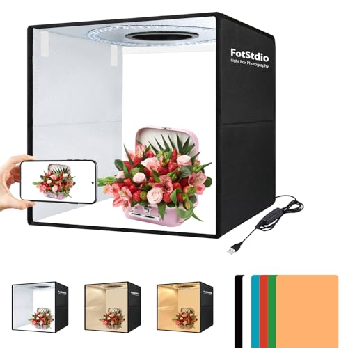 Light Box Photography, 16x16 inch Large Photo Light Box with 224 LED Beads, CRI >95, Professional Portable Photo Booth Shooting Tent Kit with 6 Color PVC Backdrops for Product Photography - size: 16"x16"x16"