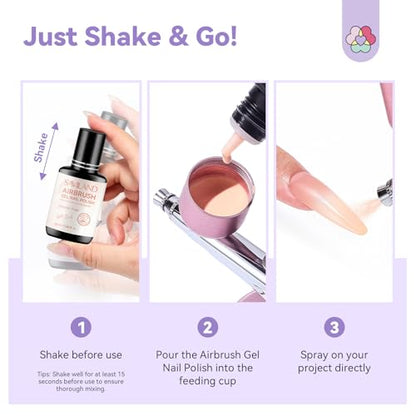 SAVILAND Airbrush Gel Nail Polish Dilution Free: Light Nude Airbrush Paint for Nails Hema ＆ Acetone Free Non Toxic No Clogging for Creating Ombre Nails Aura Nails Design Salon 20 ml - color: Light Nude