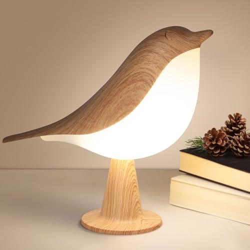 VoMii Bird Desk Lamp, Small Table Lamp Cordless Touch Dimmable Night Light with 3 Color Temperature, Rechargeable Decorative Lamps for Bedroom Bedside Nightstand, Desk Decor, Bird Gifts - color: Maple Bird Lamp