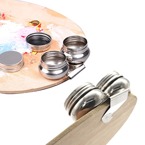 Haosie Double Dipper Palette Cup, Oil Painting Supplies, Stainless Steel Paint Palette Watercolor Water Container with Lid, Paint Water for Turpentine Turpenoid
