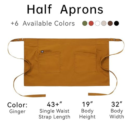 Waist Apron for Men Server Bistro Half 4251BY - color: Ginger, size: 5 Pack