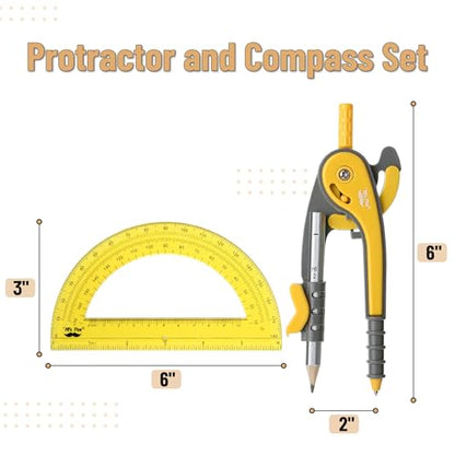 Mr. Pen- Geometry Compass and Protractor Set, 6 Inch Compass - color: Yellow, size: 1 Set