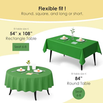 12-Pack Hunter Green Plastic Tablecloths – 84 Inch Round Disposable Table Covers, Heavy Duty & Waterproof for Parties, Events, Banquets, Hunter Green - color: Hunter Green, size: 84" Round