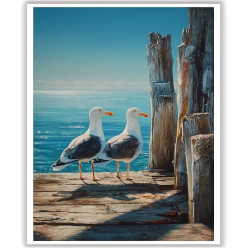 HITO Seagull Paint by Numbers Kit for Adults 16x20 Inch Frameless - color: Seagull