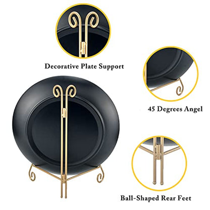 Gold Plate Stand, 10 Inch Decorative Holder for Displaying Platters, Heavy-Duty Metal Easel Stand for Picture, Photo Frame, Books and Round Objects, 1-Pack