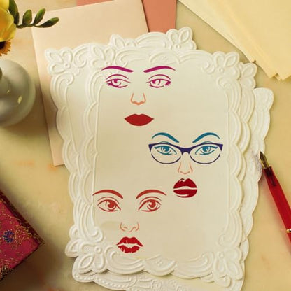 FINGERINSPIRE 4PCS Combination Facial Features Painting Stencil 11.8x11.8 inch Reusable Eyes Nose Eyebrows Lips Moustache Drawing Template Eyeglass Stencil for Painting on Wood Wall Fabric Furniture - color: Combination Facial Features