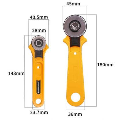 2 PCS Rotary Cutter Set 1.1Inch/28mm and 1.8Inch/45mm Slide Out Safety Blade Guard for Fabric Paper Leather Felt DIY Sewing