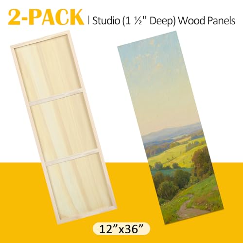 Falling in Art 2 Pack 12x36'' Unfinished Birch Wood Panels for Painting - size: 12*36 2 Pack
