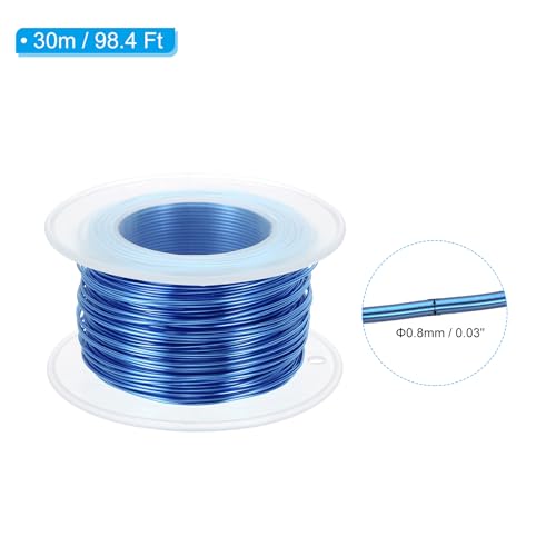 PATIKIL 20 Gauge 0.8mm Aluminum Craft Wire, 98.4 Ft Metal Wire Armature Bendable Wire for Jewelry Making Metal Wrap DIY, Sapphire Blue - color: Sapphire Blue, size: 0.8 mm x 30 m