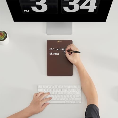 Yeoux Desk Glass Dry Erase Board with Reversible Wood Stand 9.5"x6.7" - color: Cherry-burgundy Red