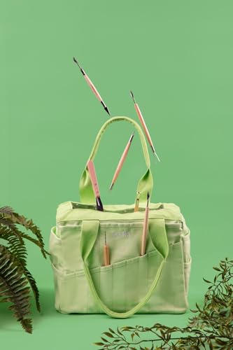 Soolla Studio Bag: Art Supply Storage Organizer & Pottery Tool Bag, Washable Tote, Yarn Bag, Crochet, 30 Pockets, 15+ Colors - color: Lime Drip