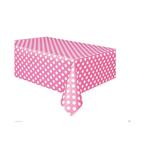 Unique Industries Plastic Tablecover 54"X108", Hot Pink Decorative Dots, One Size, Model: 66330 - color: Hot Pink