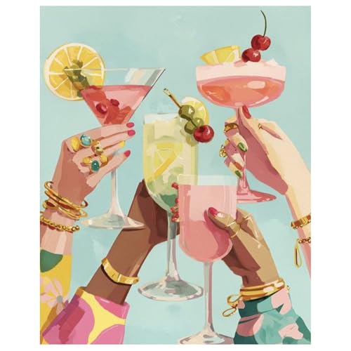 Paint by Numbers Kit for Adults, Adult Paint by Number Kits 16x20 Inch | Cocktail Paint by Numbers Kit for Adults, Acrylic Painting by Numbers, DIY Arts and Crafts for Gifts or Home Decor - color: Cocktail