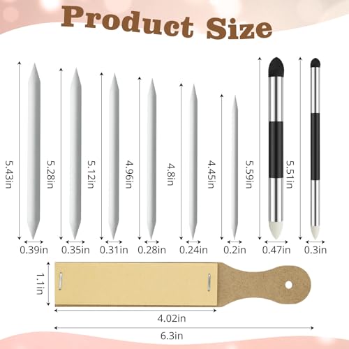Blending Stump,9Pcs Oil Pastel Blending Tools,Blending Stumps and Sponge Pens Set with Sandpaper Sharpener,Tortillions Paper Art Blenders,Charcoal Sketching Drawing Supplies for Artists Student