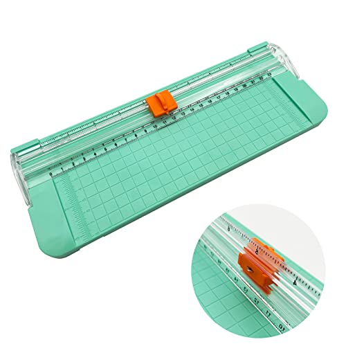 Paper Cutter, A4 Paper Trimmer with Security Safeguard & Side Ruler Portable Straight Edge Cutter for Scrapbooking Craft Paper, Photos, Label, Cardstock (Green) - color: Green