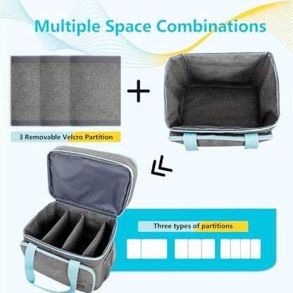 Crafts Storage Bag, Double-Layer Craft Organizer with Adjustable Dividers | Craft Supplies Organizer with Multiple Pockets for Beads, Jewelry & Sewing Tools, Portable Art Bag for Home, Classes & Travel