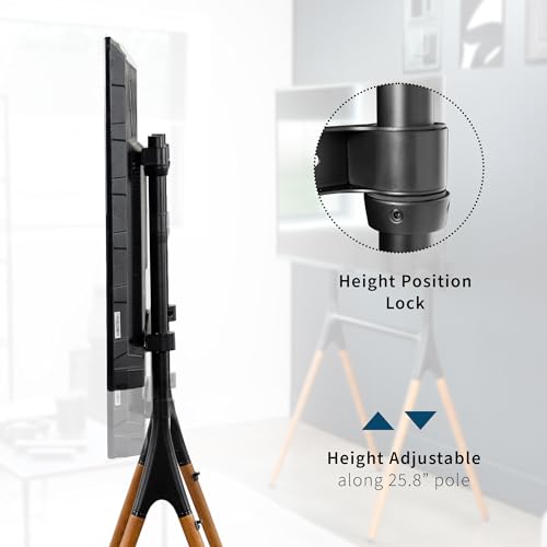 VIVO Dark Wood Easel TV Stand for 49 to 70 inch Screens, STAND-TV70A | Articulating Artistic Studio Display Stand, Adjustable TV Mount with Swivel, 4 Leg Base, Max VESA 600x400, Holds 88 lbs - color: Black - Treated Wood, size: 49 to 70 in TVs
