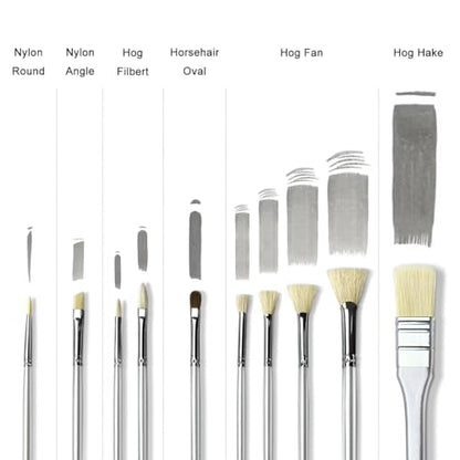 XDT#888 Artist Paint Brush 10 Piece Set Nylon & Hog Hair Extra Long Handle #1#2#3#4#5#6#7#8#9#10, Paint Brush for Acrylic & Oil & Watercolor Painting - color: Silver Hog 10pcs
