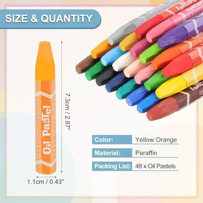 PATIKIL Yellow Orange Oil Pastels, 48Pcs Soft Oil Crayons Pastels Stick Vibrant and Creamy Art Supplies Bulk for Artists Beginners Art Painting Drawing Blending Graffiti Gallery - color: Yellow Orange