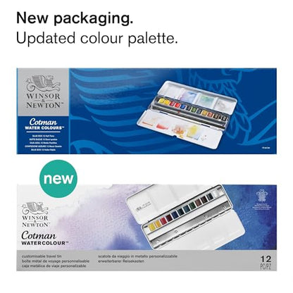 Winsor & Newton Cotman Watercolor Paint Set, 12 HP Customisable Travel Tin - style: 12 Half Pan Travel Tin
