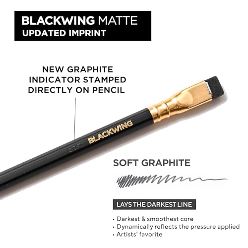 Blackwing Matte Pencils, Soft Graphite for Writing & Drawing, 12 Count - color: Black, style: Modern