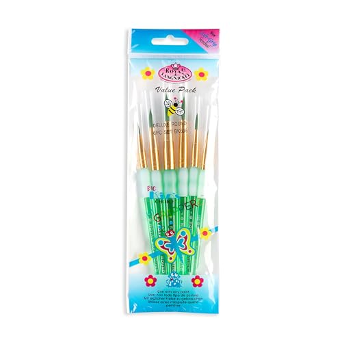 Royal Brush Big Kids Choice Deluxe Round Synthetic Paint Brush Set, Assorted Size, Green, Set of 6 - size: Assorted Size